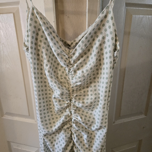 Polka dot, linen, midi dress. - Picture 2 of 5
